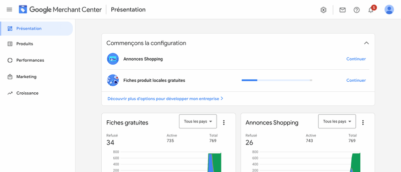 page Google shopping